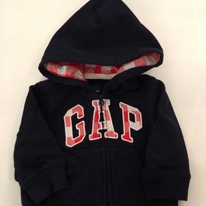 Gap Navy and gingham zip hoodie 😍